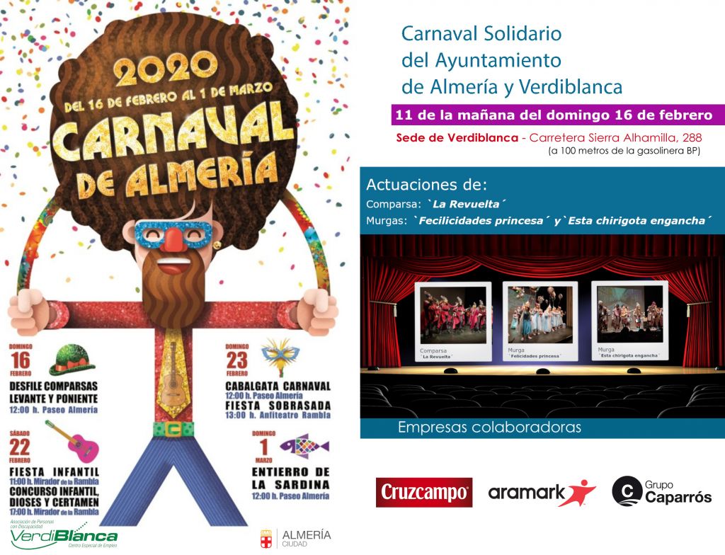 Carnaval Solidario en Verdiblanca con una comparsa y dos murgas de la final